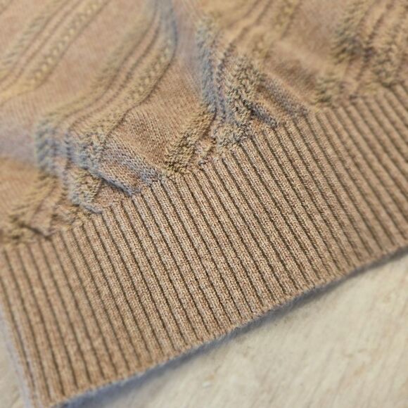 ST. CROIX SHOP Mens Tan Textured Collared Polo Sweater Size Large Pullover - Picture 2 of 8